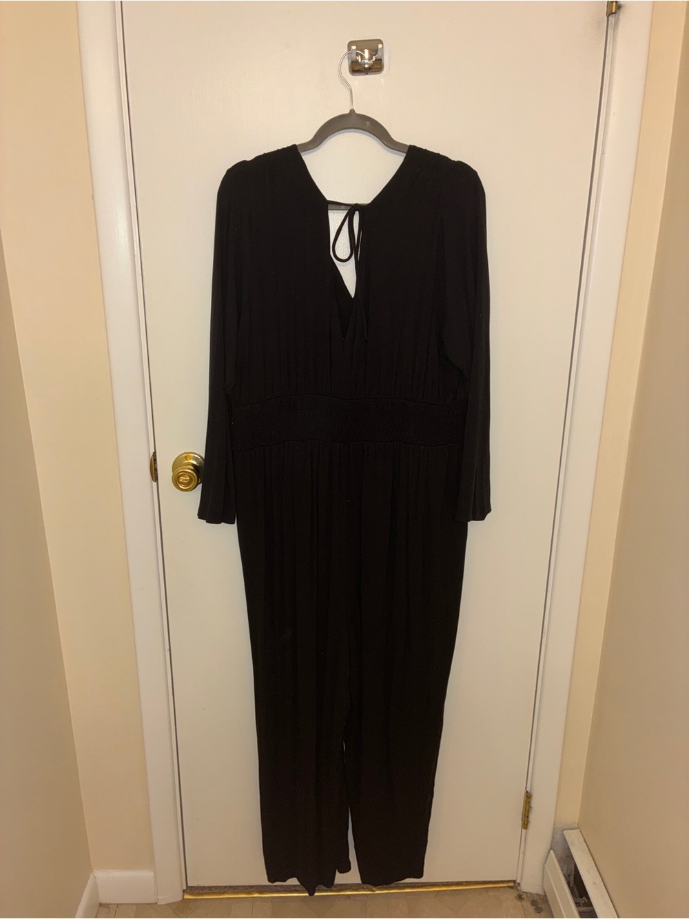 Old Navy Black Long-Sleeve V-Neck Jumpsuit